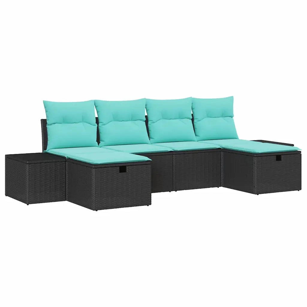 Set Divano da Giardino 6 pz Nero polyrattan 3360757