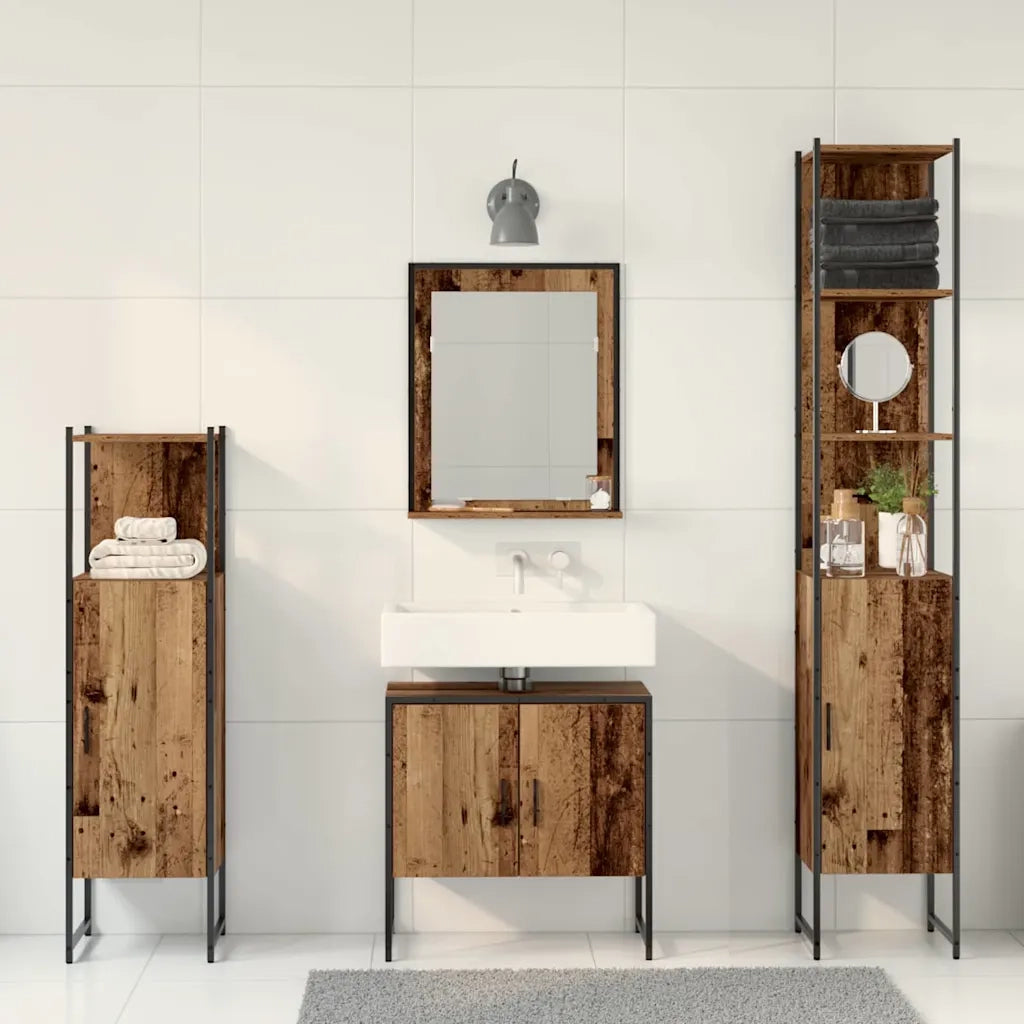 Set di mobili per il bagno 4 pcs Marrone 33 x 33 x 185.5 cm 3334409