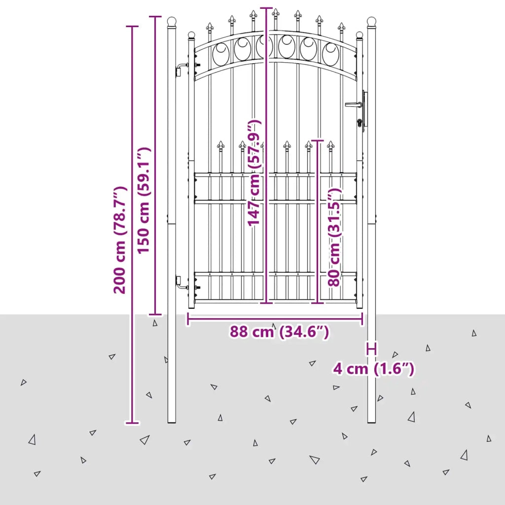 Cancello della recinzione con punte EMMEN 100 x 200 cm 146392