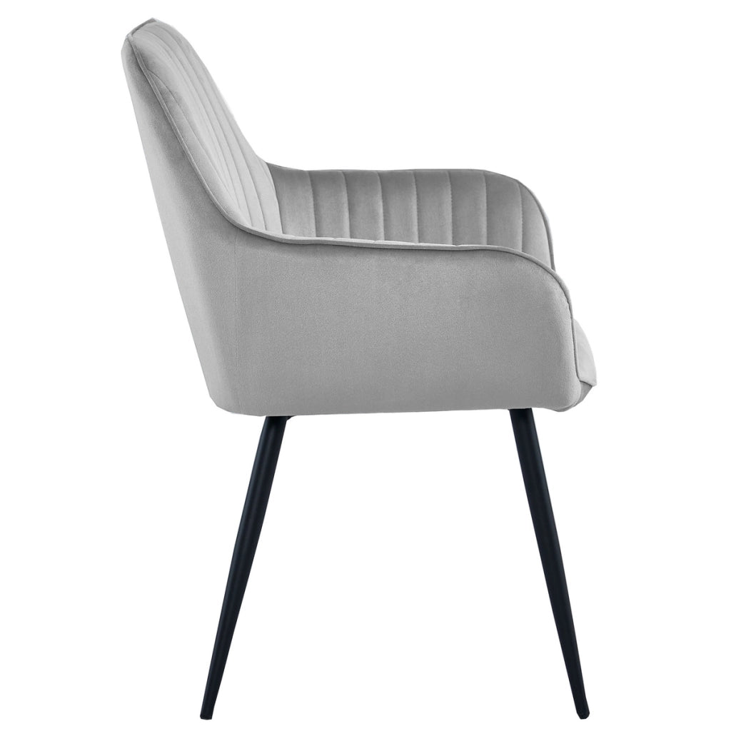 Set di 2 sedie Solden in velluto grigio argento e gambe nere