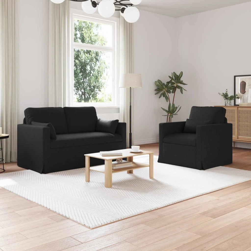 Set di divani 2 pcs Nero 139 x 78 x 80 cm Tessuto 3407495