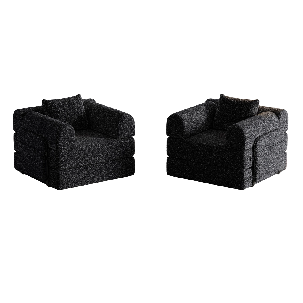 Divano Letto 2 in 1 con Contenitore in Bracciolo ¨C Xylo ¨C Chenille, Struttura in Metallo