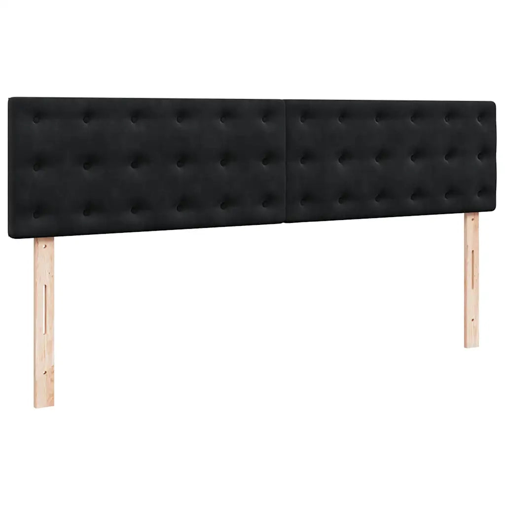 Struttura Letto Pouf con Materassi Nero 180x200 cm in Velluto 3312112