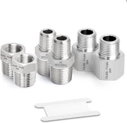 Set di adattatori a 6 pezzi in acciaio inossidabile a forma di zes con connettori a forma di zes robusti - 3/8" BSP a 1/4" BSP - Connettori a forma di zes per gas e acquedotto