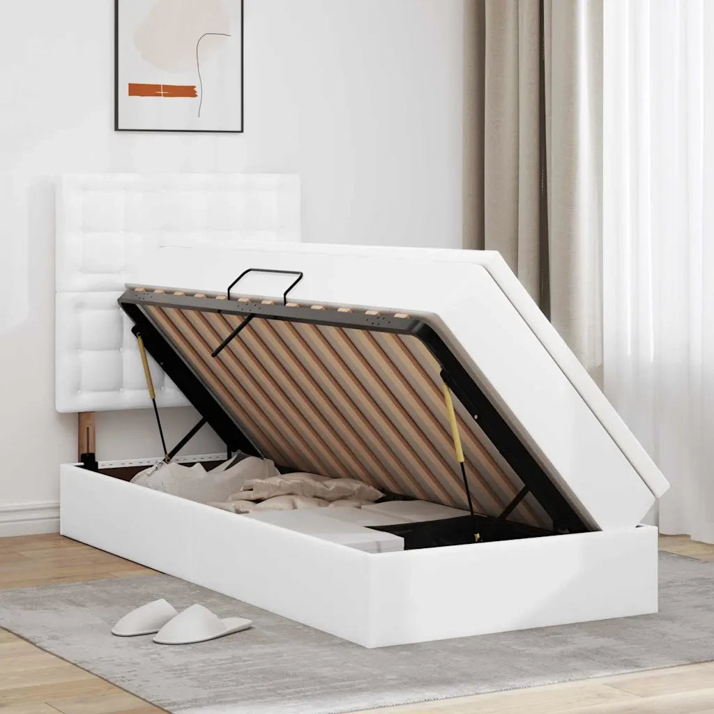 Letto con contenitore e LED con led Bianco Puro 90 x 200 cm