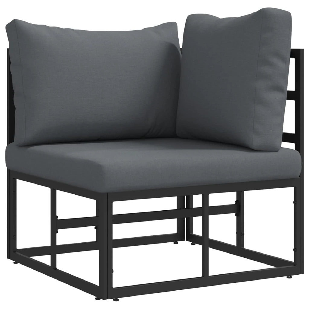 Set Divano da Giardino con cuscino 7 pcs Nero Alluminio 3378946