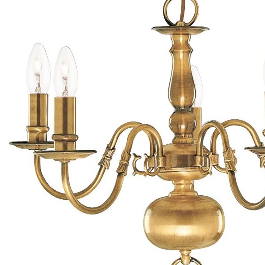 Lampadario Classico Fiammingo Ottone 5 Luci E14