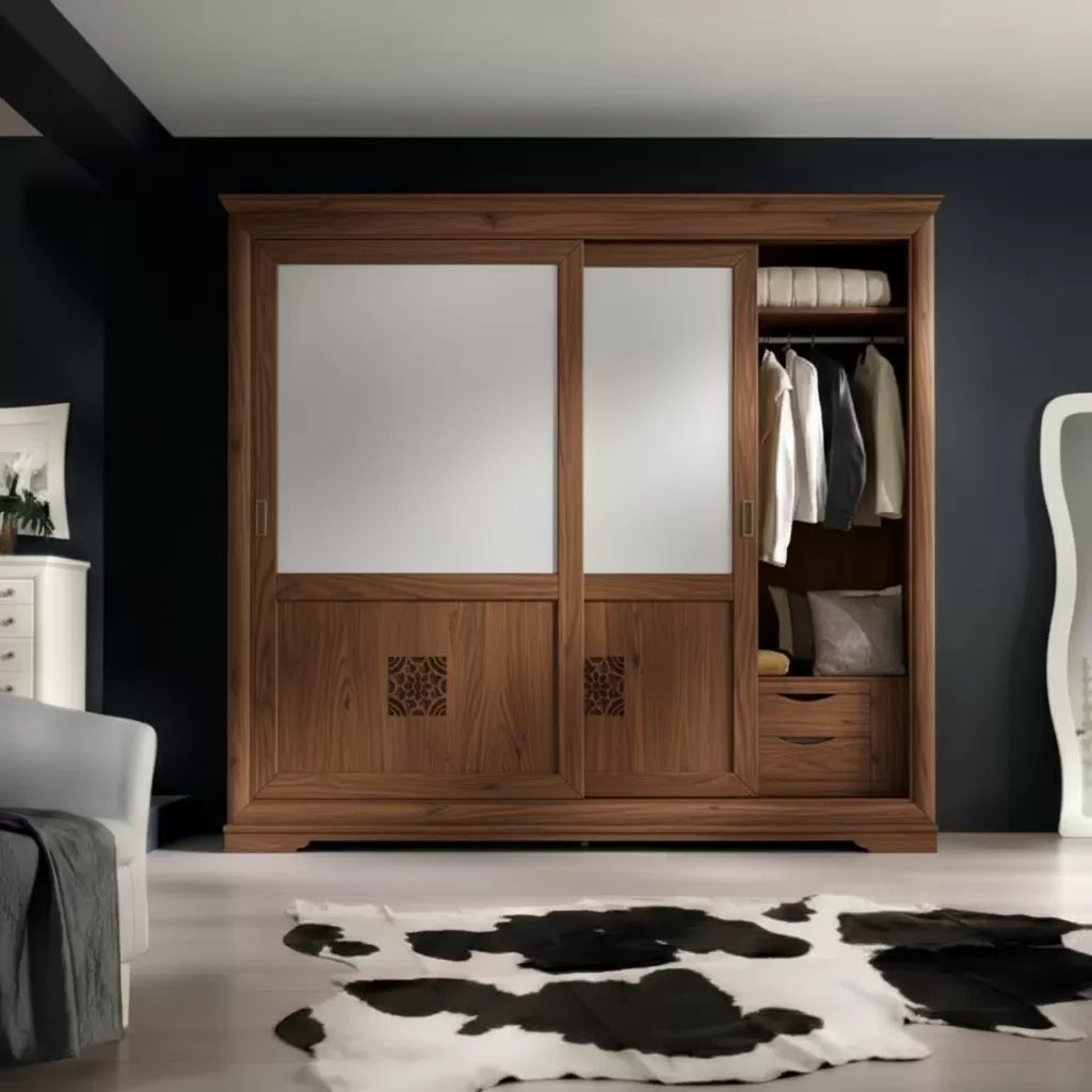 Camera completa classica legno intagliata tinta noce - Mobili 2G