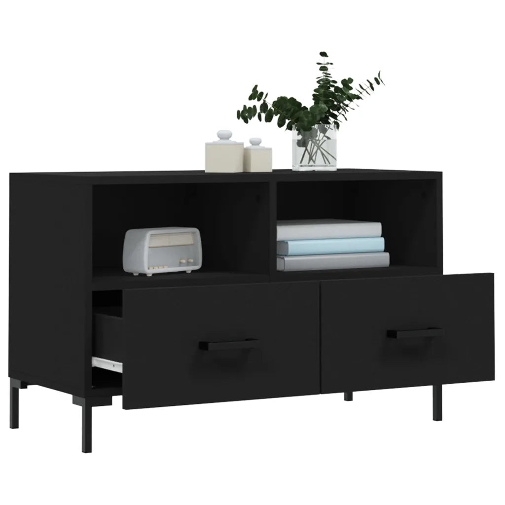 Mobile Porta TV Nero 80x36x50 cm in Legno Multistrato 828973