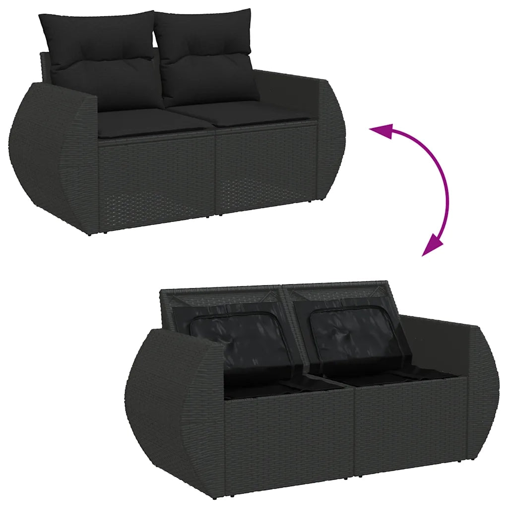 Set Divani da Giardino con Cuscini 7pz Nero Polyrattan 3325842