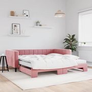 Divano Letto Estraibile con Materassi Rosa 100x200 cm Velluto 3196725
