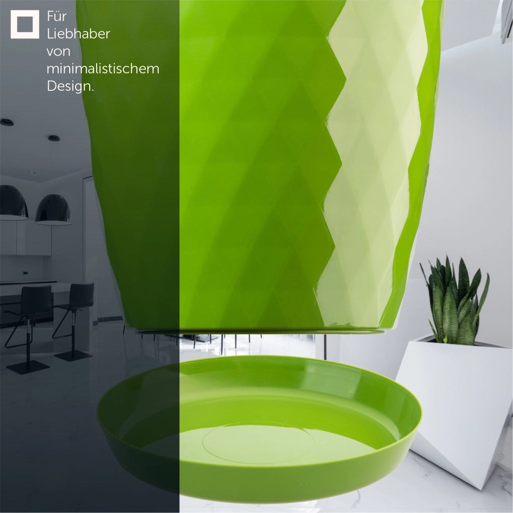 Vaso da fiori KADAX con supporto, coperchio rotondo, plastica, verde, 30 cm
