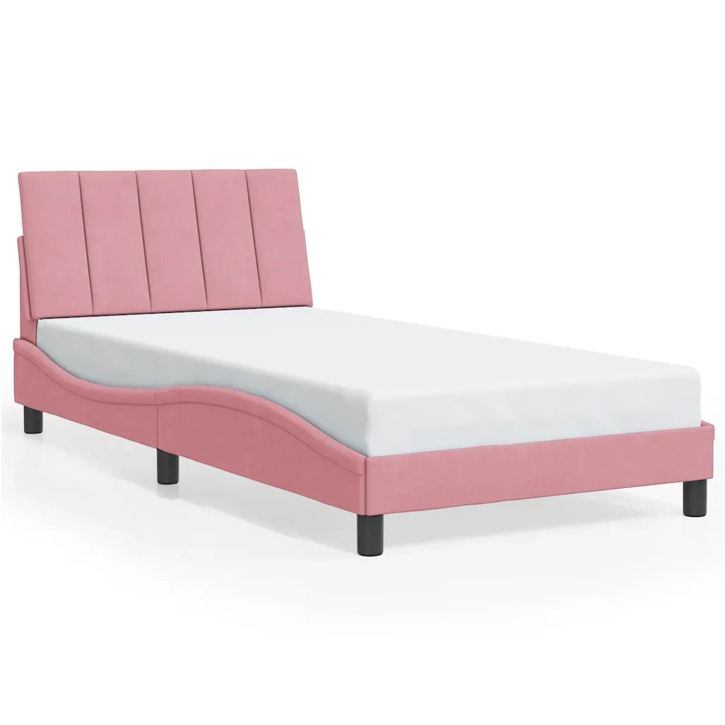 Giroletto con LED senza Materasso Hanko Rosa 100x200 cm in Velluto 3213768