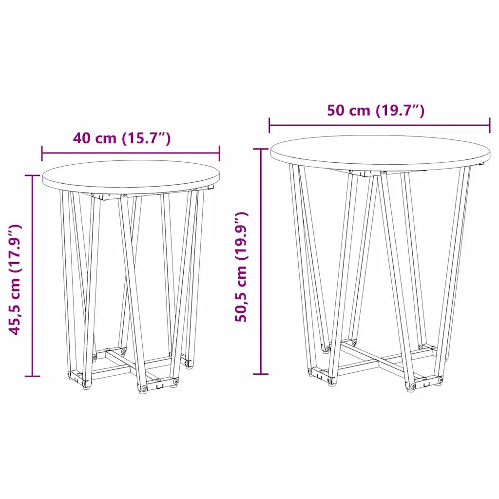 Set tavolini 2 pz | Tavolo laterale Rovere Sonoma e Nero