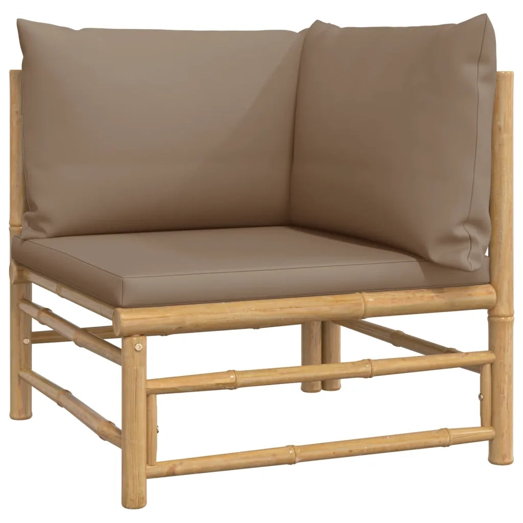 Set Salotto da Giardino 7pz con Cuscini Tortora Bambù 3155134