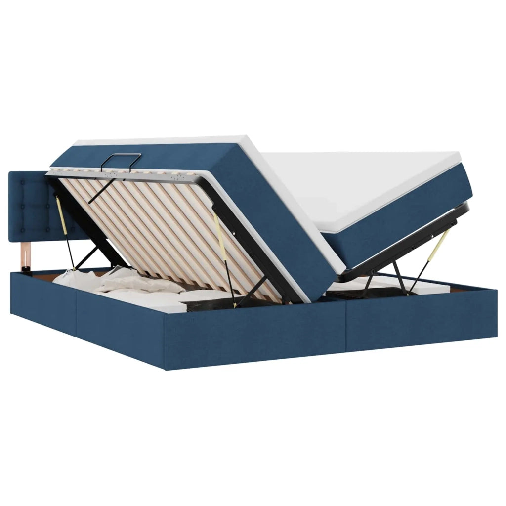 Letto con Contenitore Blu 200 x 200 cm Pelle Sintetica 3370960