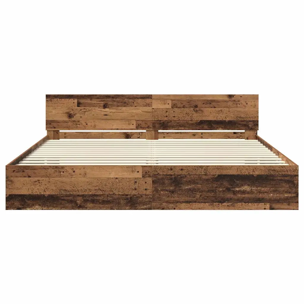 Letto matrimoniale | Letto per adulti | Struttura del letto con testiera Legno vecchio 180 x 200 cm