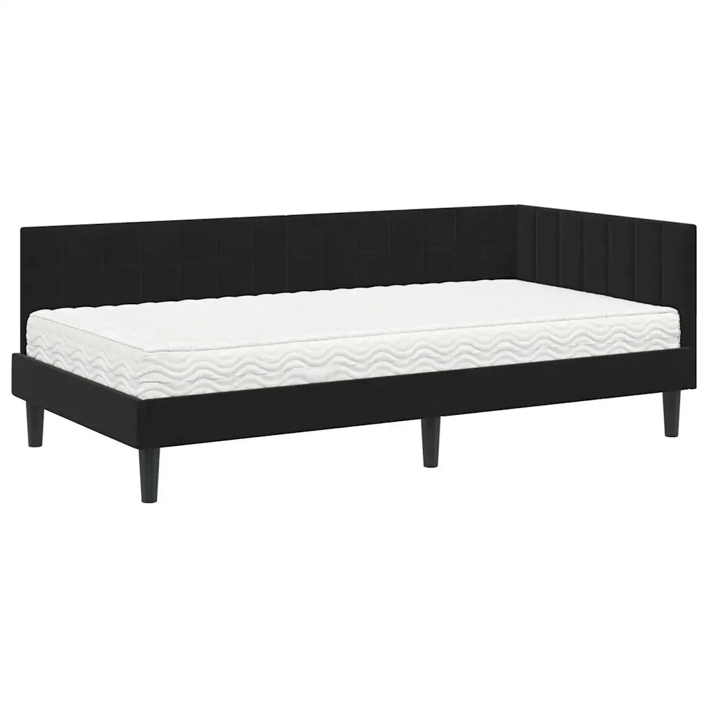 Struttura Letto Angolare con Materasso 2 pcs Nero Velluto 3393993