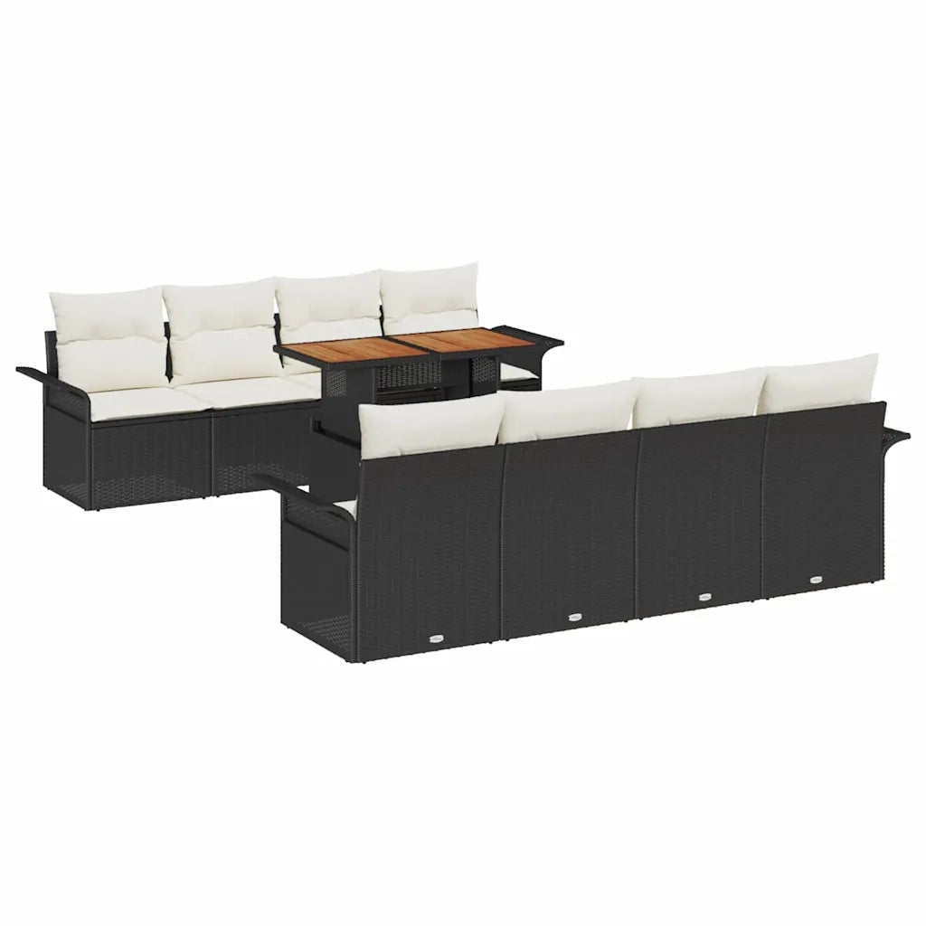 Set Divano da Giardino 7 pcs Nero e Crema polyrattan 3349305