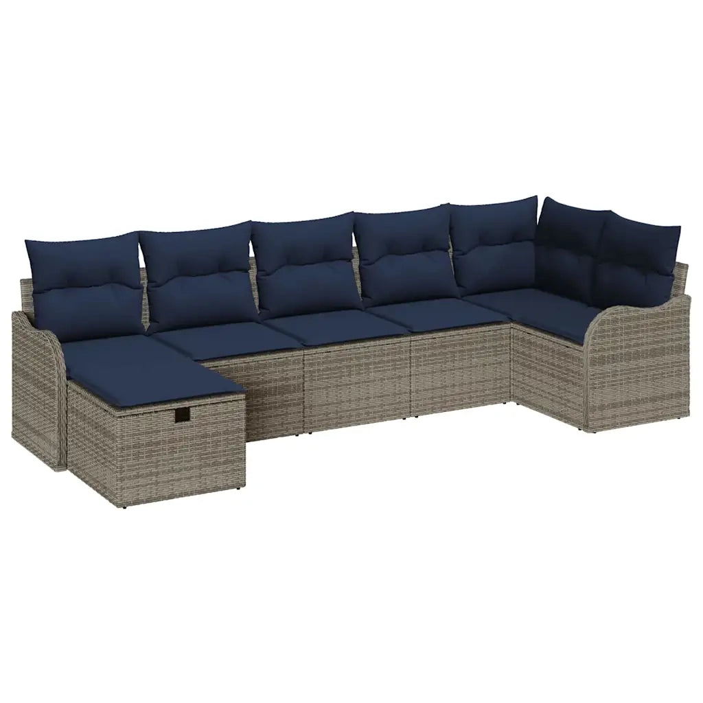 Set di divani con cuscino Grigio e Blu Navy polyrattan 3359004