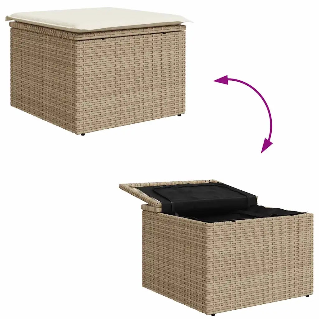 Set Divano da Giardino con cuscino 9 pcs Beige polyrattan 3347365