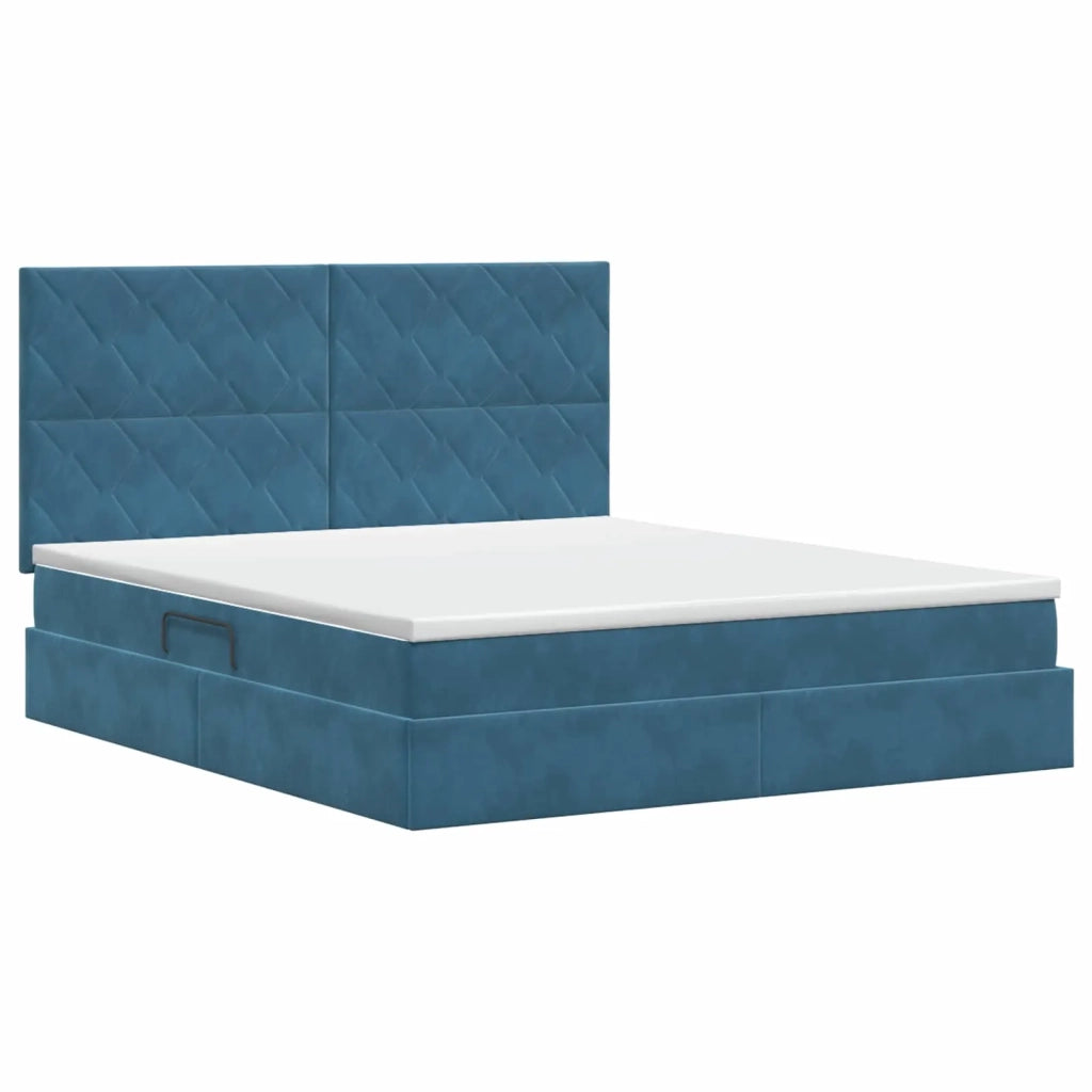 Letto con contenitore e materasso Blu Scuro 160 x 200 cm 3459763