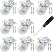 Set di ruote mobili 360 gradi - 8 pezzi - Altezza 50 mm - Capacità di carico 160 kg - Bianco - Materiale assorbente shock - Ruote da trasporto