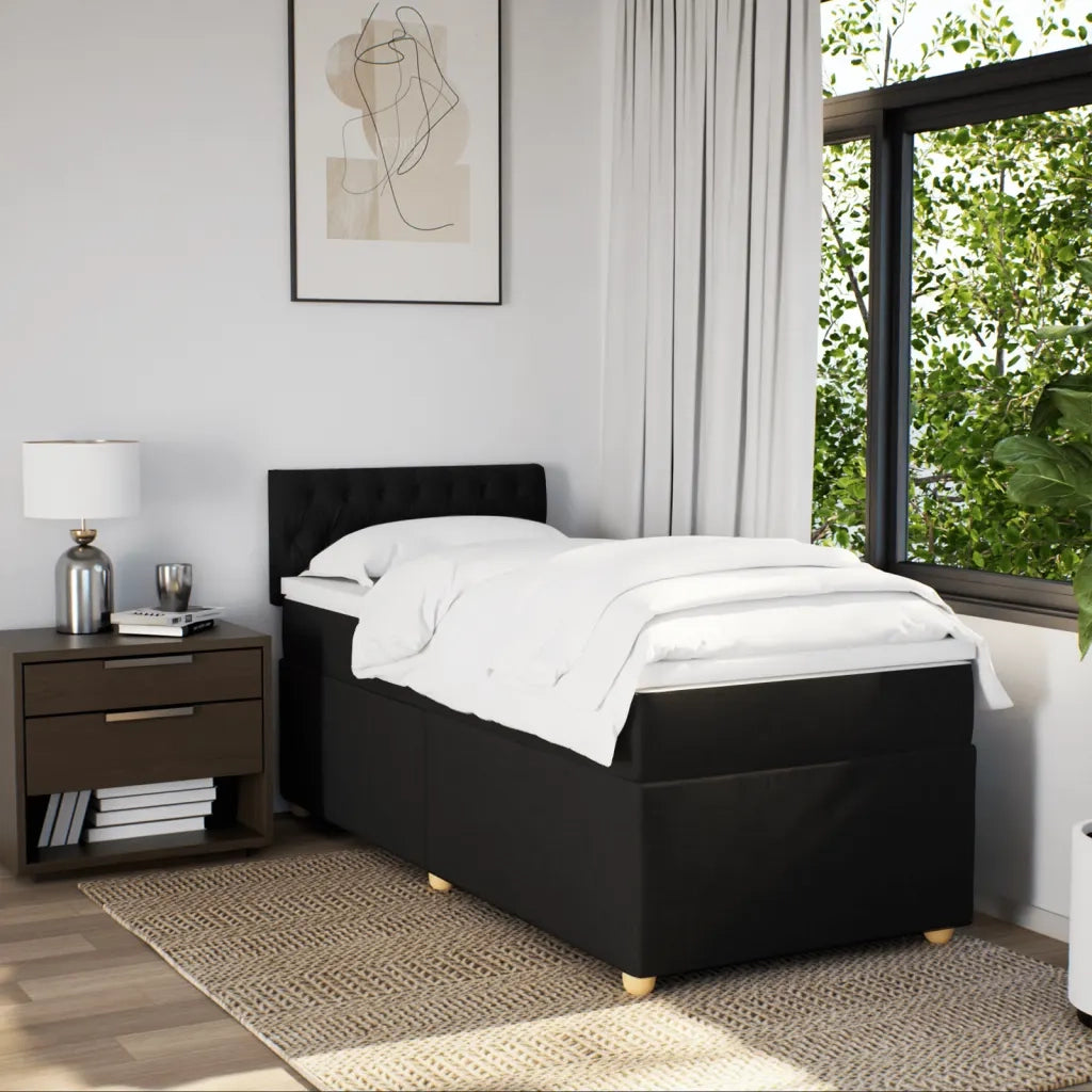 Letto a Molle con Materasso Nero Singolo in Tessuto 3286861