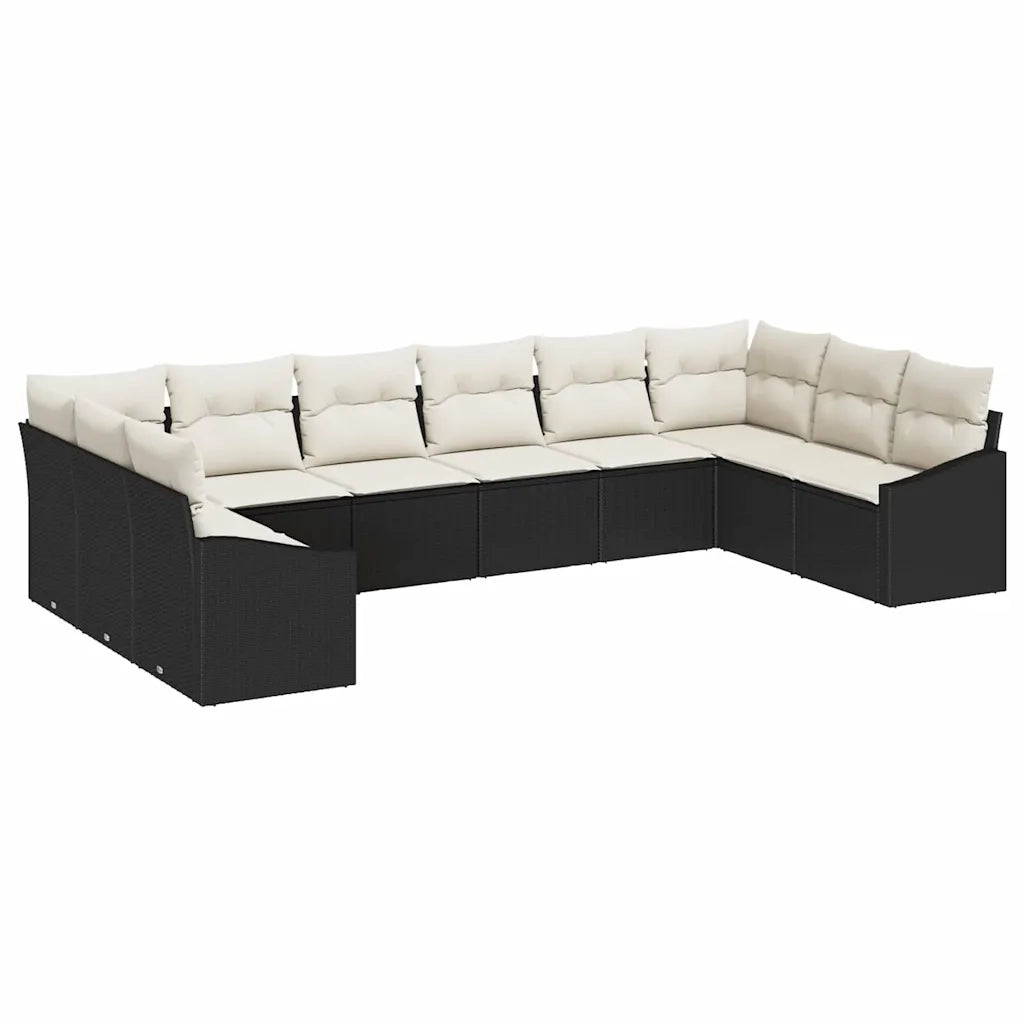 Set di divani con cuscino 10 pcs Nero polyrattan 3346897