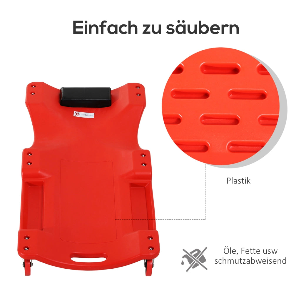 Carrello a Rulli per Montaggio con Ripiano e Testiera ¨C Minimal ¨C Rosso 100x48x12 cm