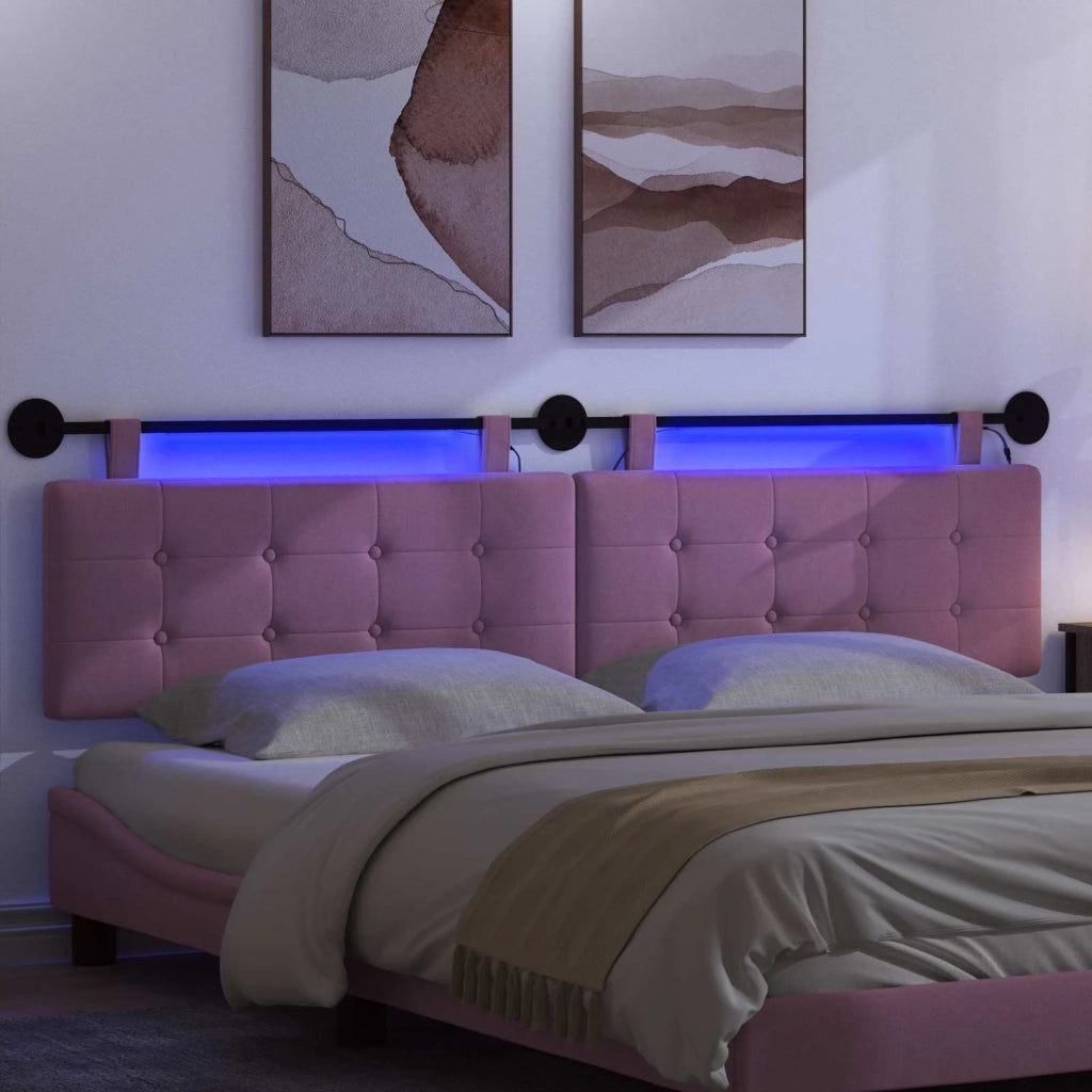 Testiera sospesa Con luce LED Rosa Tessuto 3424502
