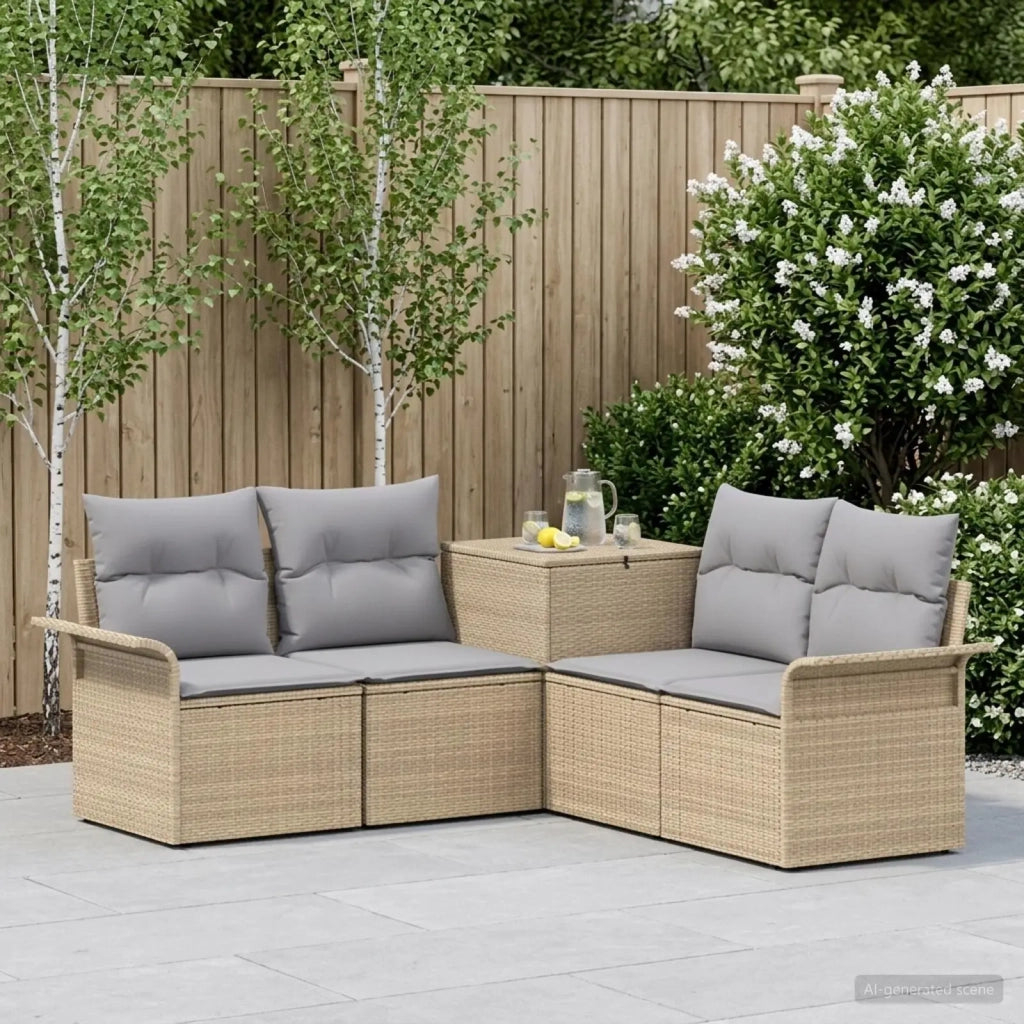 Set di divani 5 pz Beige e Grigio Chiaro 3447745