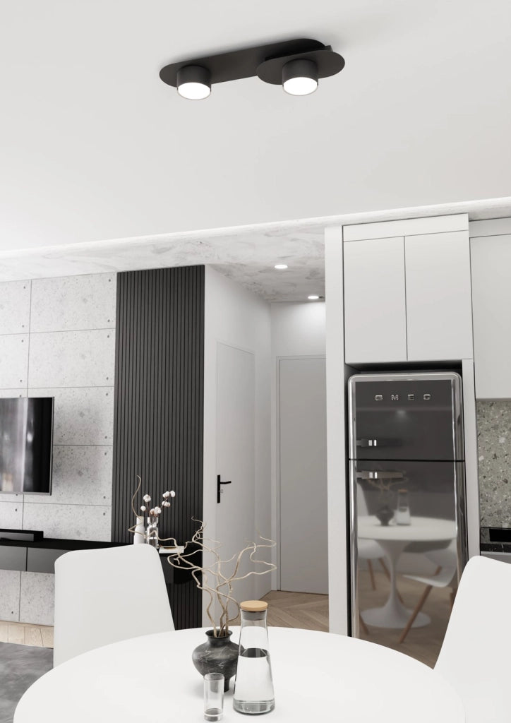 Plafoniera minimal nera metallo 2xGX53 12W STILO Emibig