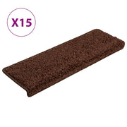 Tappetini per scale 15 pz | Gradini per Scale 65x21x4 cm Marrone Bordo rettangolare
