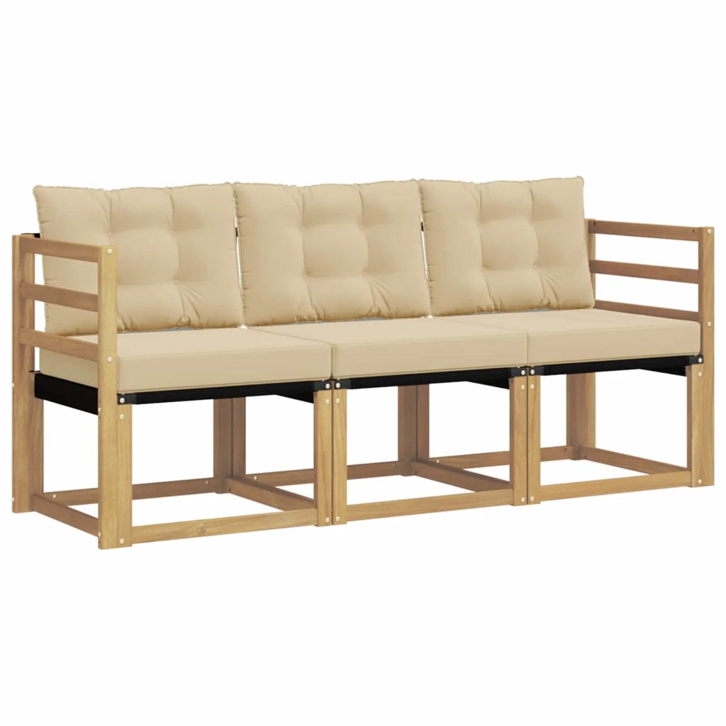 Set di divani da esterno con cuscino 3 pcs Bianco e Beige 3389155