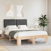 Letto con Testiera Rivestita-Struttura Letto con Testiera Grigio scuro 140 x 190 cm 235322