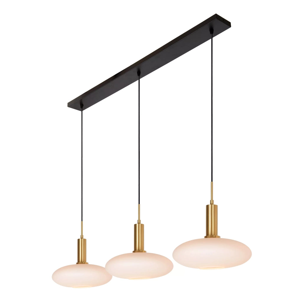 Lampada a sospensione Singala 3xE27 vetro bianco oro