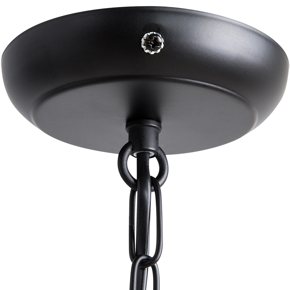 Lampada a Sospensione a Soffitto Gabbia in Metallo Nero Paralume Aperta Finti Cristalli Vintage Glamour