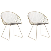 Set di 2 sedie da pranzo con struttura in metallo dorato sedile in ecopelle nera design moderno e glam