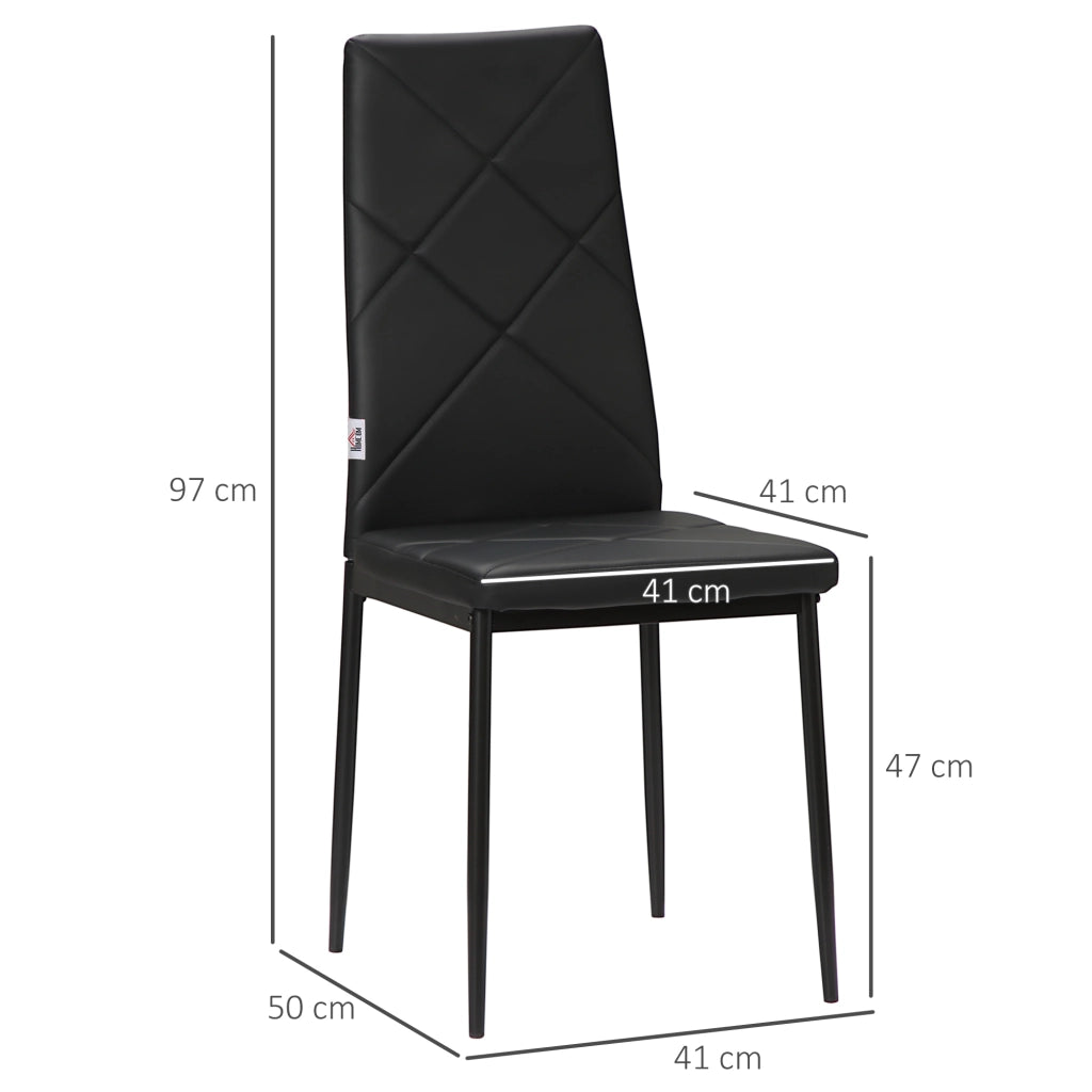 Set 4 Sedie da Pranzo ¨C Xylo ¨C Schienale Alto Rivestimento Sintetico Gambe Acciaio Nero