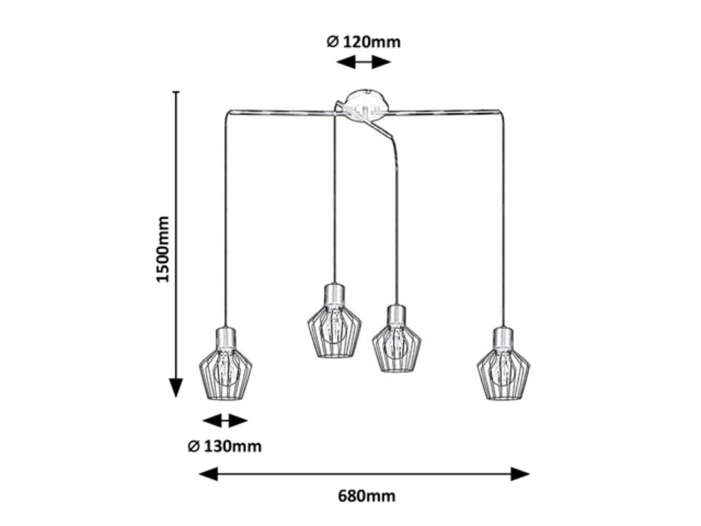 Lampada a sospensione Rabalux Belano metallo nera 4xE27