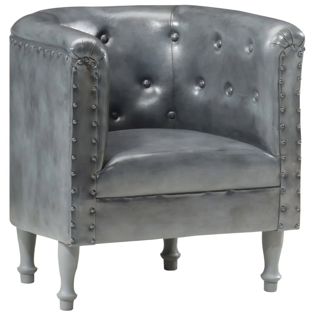 Poltrona Cabriolet Grigia in Vera Pelle 286594