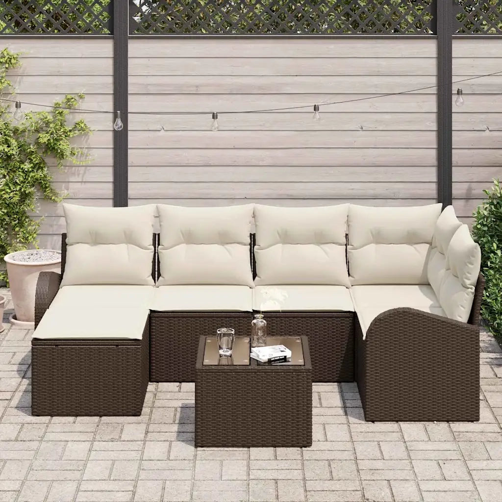 Set Divano da Giardino 7 pcs Marrone polyrattan 3346118