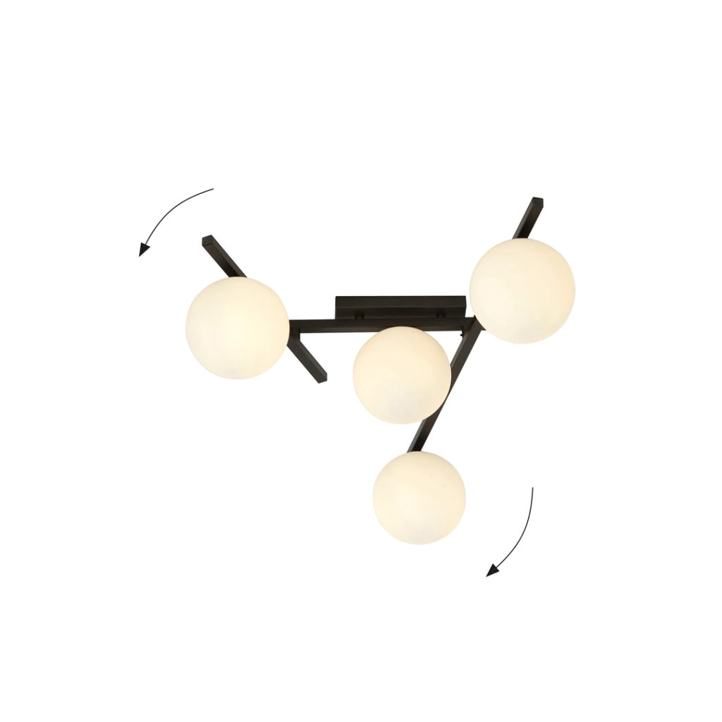 Emibig plafoniera SMART 4 luci E14 nero/opal metallo
