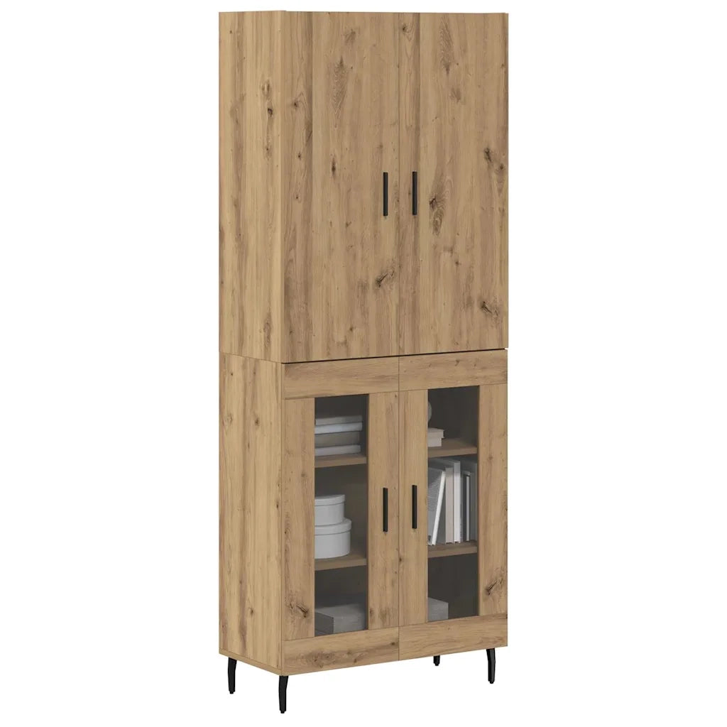 Credenza 2 pcs Legno vecchio Legno Stratificato e Vetro 3403184