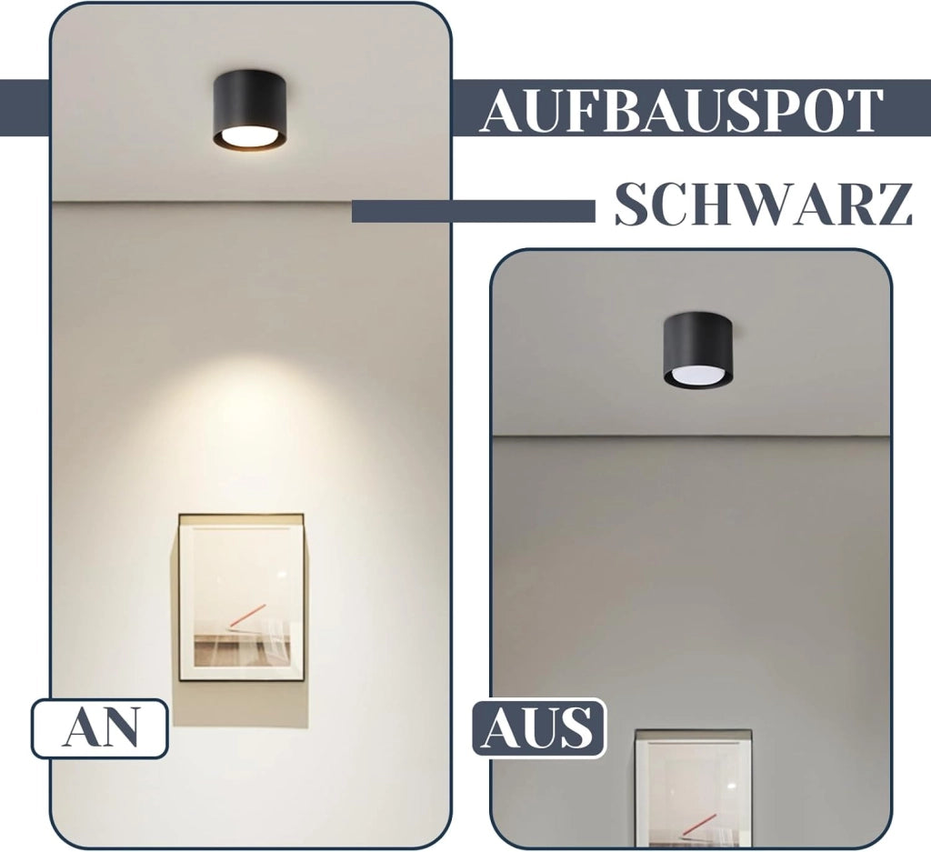 ZMH Lampada da soffitto LED nera moderna rotonda 5W per camera letto