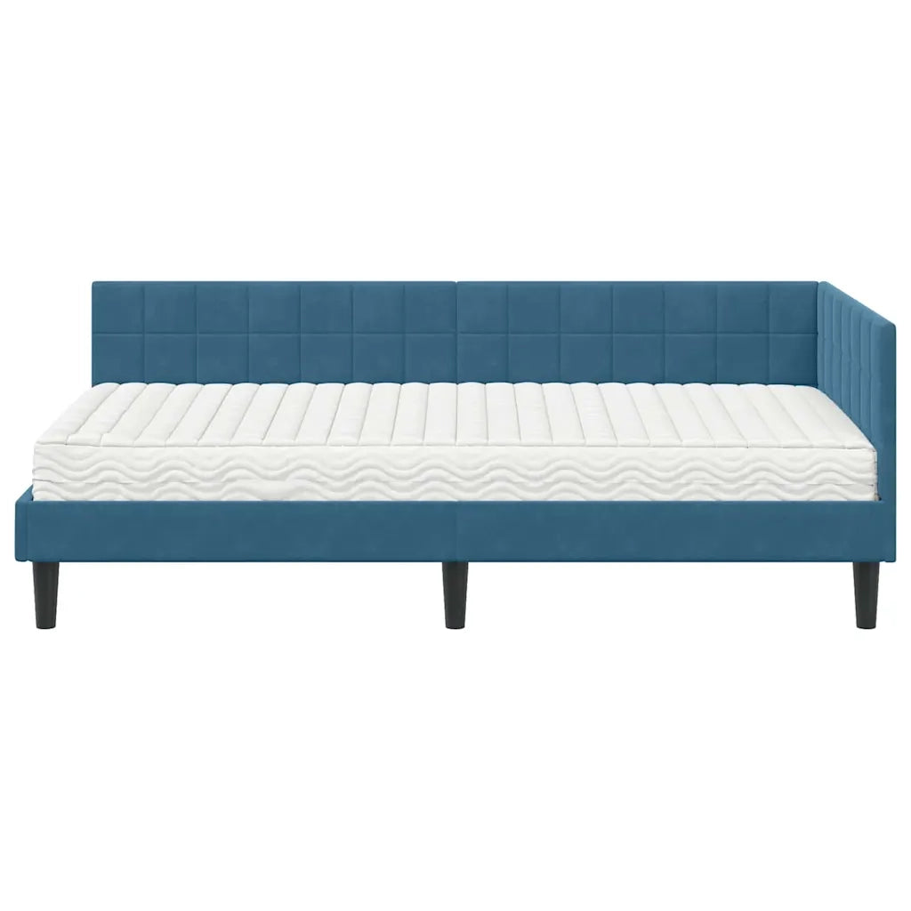 Struttura Letto Angolare con Materasso 2 pcs Blu Velluto 3393977