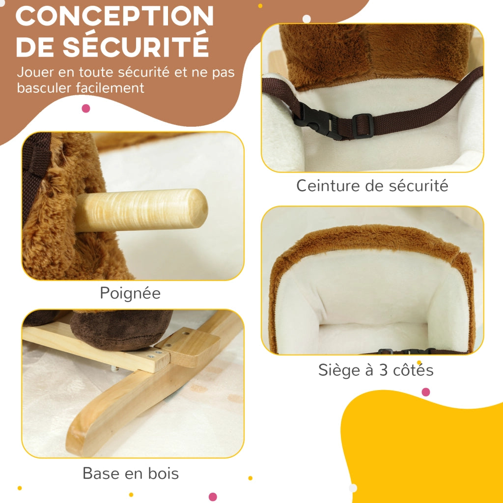Cavallo a Dondolo per Bambini ¨C Minimal ¨C Legno con Sicurezza e Suono