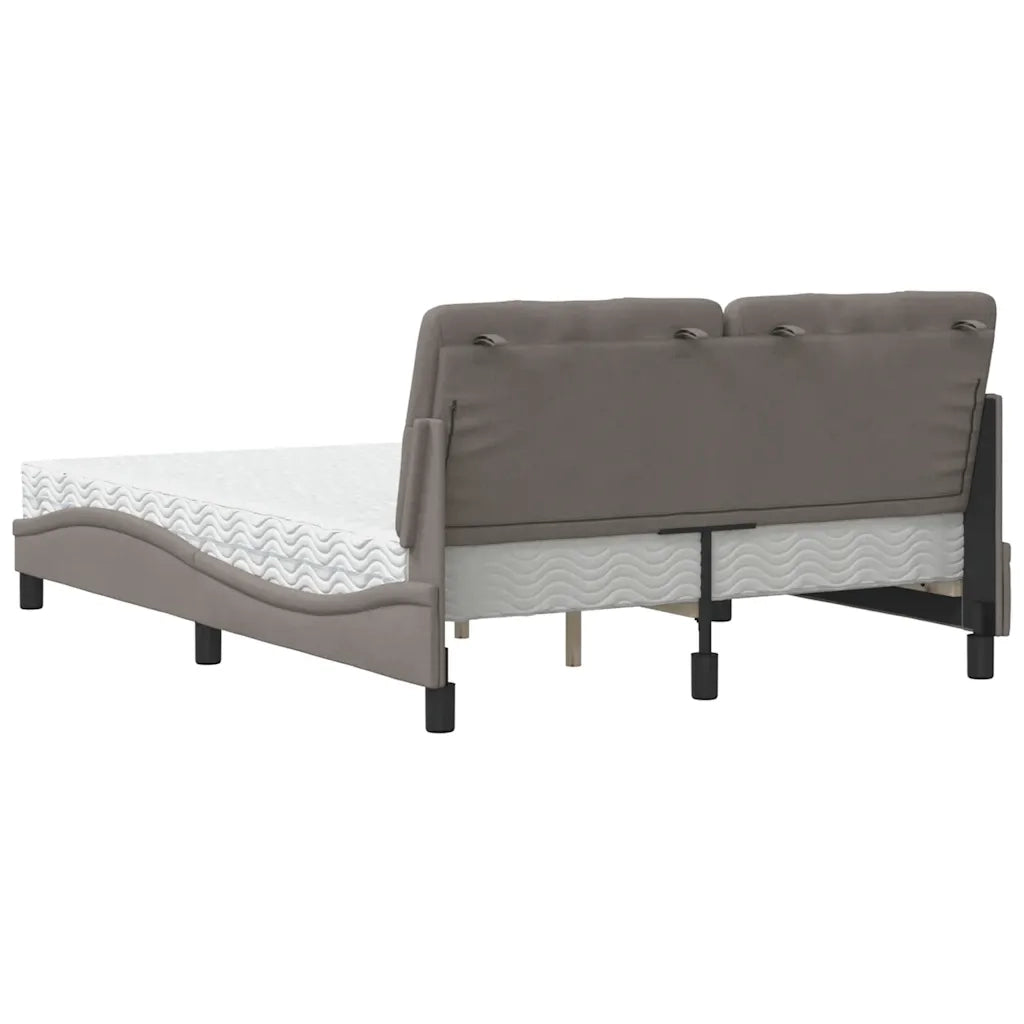 Letto con Materasso Tortora 140x190 cm in Tessuto