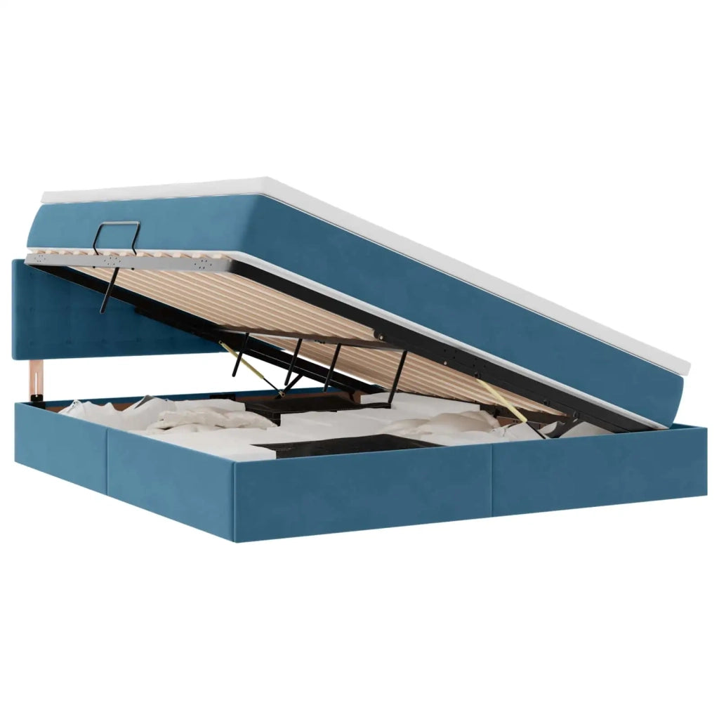 Letto con Contenitore Blu Scuro 180 x 200 cm Velluto
